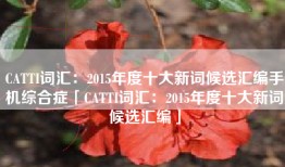 CATTI词汇：2015年度十大新词候选汇编手机综合症「CATTI词汇：2015年度十大新词候选汇编」