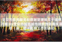 北京市政务服务和数据管理局关于组织开展2024北京市智慧城市场景创新需求清单（第二批）揭榜工作的通知