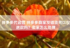 拼多多代运营 拼多多商家发错货可以仅退款吗？卖家怎么处理