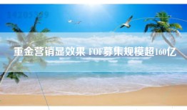 重金营销显效果 FOF募集规模超160亿