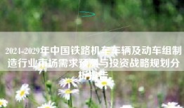 2024-2029年中国铁路机车车辆及动车组制造行业市场需求预测与投资战略规划分析报告