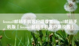 foxmail邮箱手机客户端设置foxmail邮箱手机版「foxmail邮箱手机客户端设置」