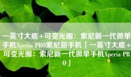 一英寸大底+可变光圈：索尼新一代微单手机Xperia PRO索尼新手机「一英寸大底+可变光圈：索尼新一代微单手机Xperia PRO」