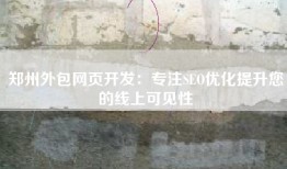 郑州外包网页开发：专注SEO优化提升您的线上可见性