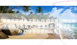 苹果手机被偷了怎么办 四步带你挽回损失苹果手机丢了「苹果手机被偷了怎么办 四步带你挽回损失」