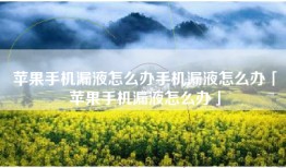 苹果手机漏液怎么办手机漏液怎么办「苹果手机漏液怎么办」