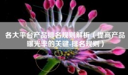 各大平台产品排名规则解析（提高产品曝光率的关键-排名规则）