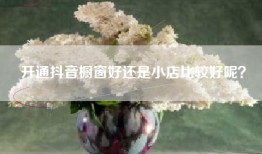 开通抖音橱窗好还是小店比较好呢？