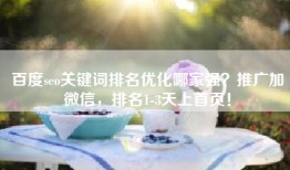 百度seo关键词排名优化哪家强？推广加微信，排名1-3天上首页！