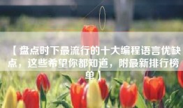 【盘点时下最流行的十大编程语言优缺点，这些希望你都知道，附最新排行榜单】