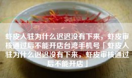 虾皮入驻为什么迟迟没有下来，虾皮审核通过后不能开店台湾手机号「虾皮入驻为什么迟迟没有下来，虾皮审核通过后不能开店」