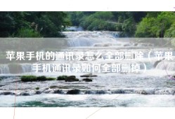 苹果手机的通讯录怎么全部删除（苹果手机通讯录如何全部删掉）