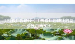 手机看广告赚钱（手机看广告赚钱的副业是否真实）