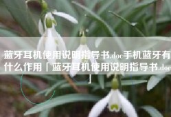 蓝牙耳机使用说明指导书.doc手机蓝牙有什么作用「蓝牙耳机使用说明指导书.doc」