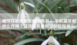 蓝牙耳机使用说明指导书.doc手机蓝牙有什么作用「蓝牙耳机使用说明指导书.doc」