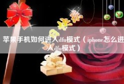苹果手机如何进入dfu模式（iphone怎么进入dfu模式）