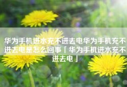 华为手机进水充不进去电华为手机充不进去电是怎么回事「华为手机进水充不进去电」