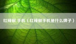 红辣椒 手机（红辣椒手机是什么牌子）