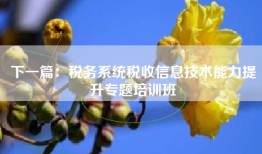 下一篇：税务系统税收信息技术能力提升专题培训班
