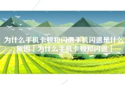 为什么手机卡顿和闪退手机闪退是什么原因「为什么手机卡顿和闪退」