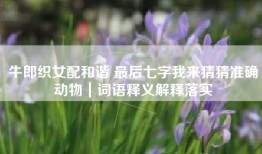 牛郎织女配和谐 最后七字我来猜猜准确动物｜词语释义解释落实