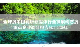全球及中国视听新媒体行业发展动态及重点企业调研报告2024-2030年