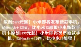 原创2499元起！小米即将发布新款手机，6500mAh+120W，比小米15都狠小米新款手机「原创2499元起！小米即将发布新款手机，6500mAh+120W，比小米15都狠」