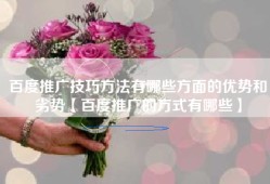 百度推广技巧方法有哪些方面的优势和劣势【百度推广的方式有哪些】