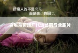 百度竞价推广代运营的专业服务