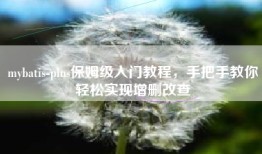 mybatis-plus保姆级入门教程，手把手教你轻松实现增删改查
