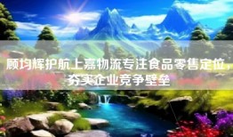 顾均辉护航上嘉物流专注食品零售定位，夯实企业竞争壁垒