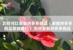 怎样可以复制拼多多商品（掌握拼多多商品复制技巧）,如何复制拼多多商品