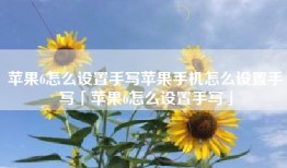 苹果6怎么设置手写苹果手机怎么设置手写「苹果6怎么设置手写」