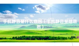 手机静音是什么意思（手机静音是啥意思）