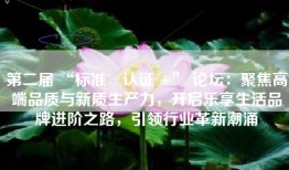 第二届 “标准・认证 +” 论坛：聚焦高端品质与新质生产力，开启乐享生活品牌进阶之路，引领行业革新潮涌