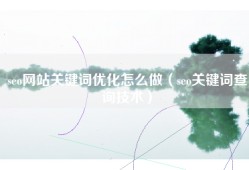 seo网站关键词优化怎么做（seo关键词查询技术）