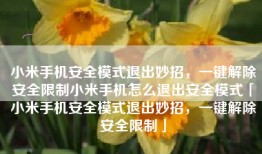 小米手机安全模式退出妙招，一键解除安全限制小米手机怎么退出安全模式「小米手机安全模式退出妙招，一键解除安全限制」