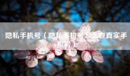 隐私手机号（隐私手机号怎么查真实手机号）