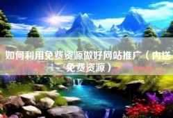 如何利用免费资源做好网站推广（内送免费资源）