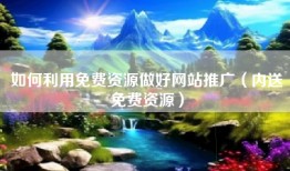 如何利用免费资源做好网站推广（内送免费资源）