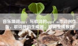 音乐填词app，写歌词的app，ai作词创作版，歌词押韵生成器，歌词生成软件