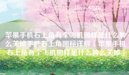 苹果手机右上角有个飞机图样是什么肿么关掉手机右上角图标详解「苹果手机右上角有个飞机图样是什么肿么关掉」