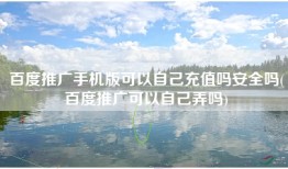 百度推广手机版可以自己充值吗安全吗(百度推广可以自己弄吗)