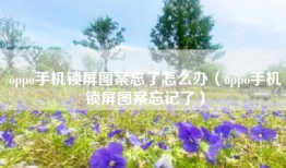 oppo手机锁屏图案忘了怎么办（oppo手机锁屏图案忘记了）