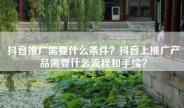 抖音推广需要什么条件？抖音上推广产品需要什么流程和手续？