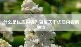 什么是优质内容？百度关于优质内容的解读