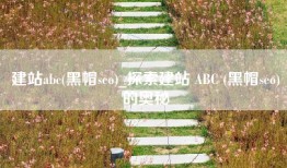 建站abc(黑帽seo)_探索建站 ABC (黑帽seo)的奥秘