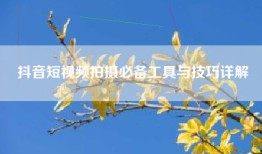 抖音短视频拍摄必备工具与技巧详解