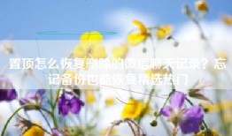 置顶怎么恢复删除的微信聊天记录？忘记备份也能恢复精选热门