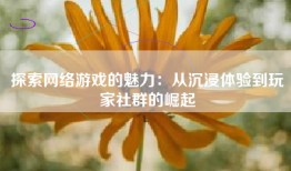 探索网络游戏的魅力：从沉浸体验到玩家社群的崛起